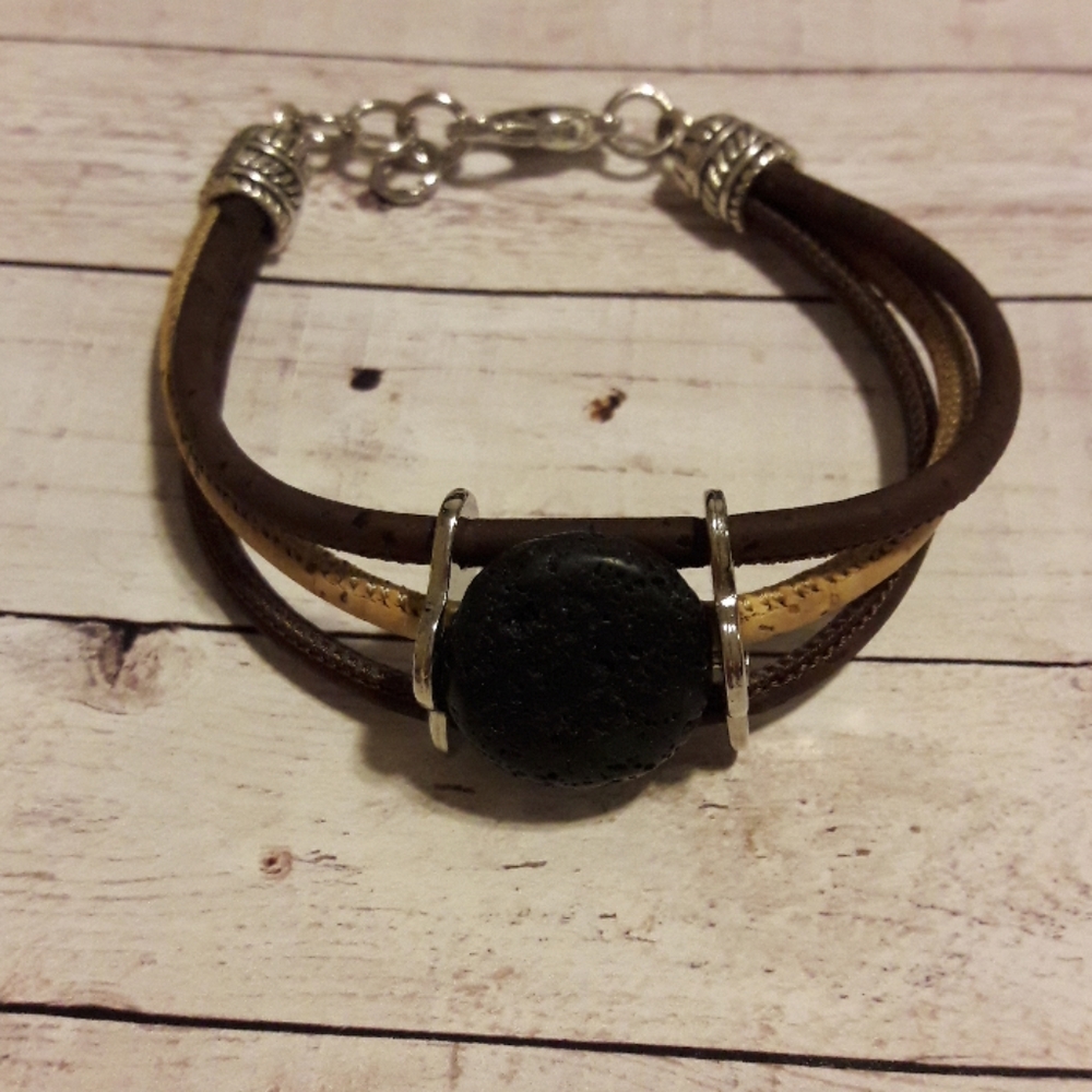 Lava Stone Cork Bracelet